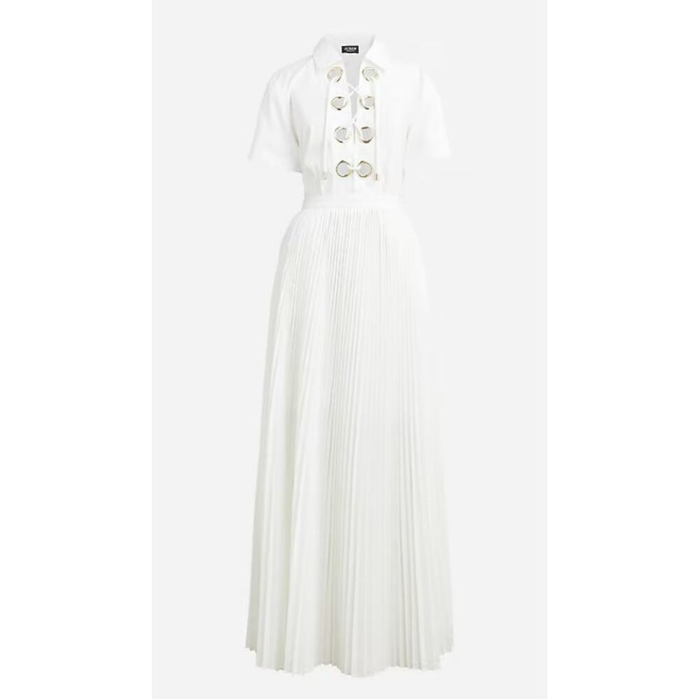 J. Crew Collection Maris White Cotton-Blend Poplin Dress - 0